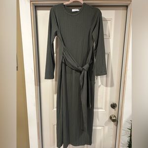 The Veiled Collection Jersey Tie Front Ribbed Maxi Dress